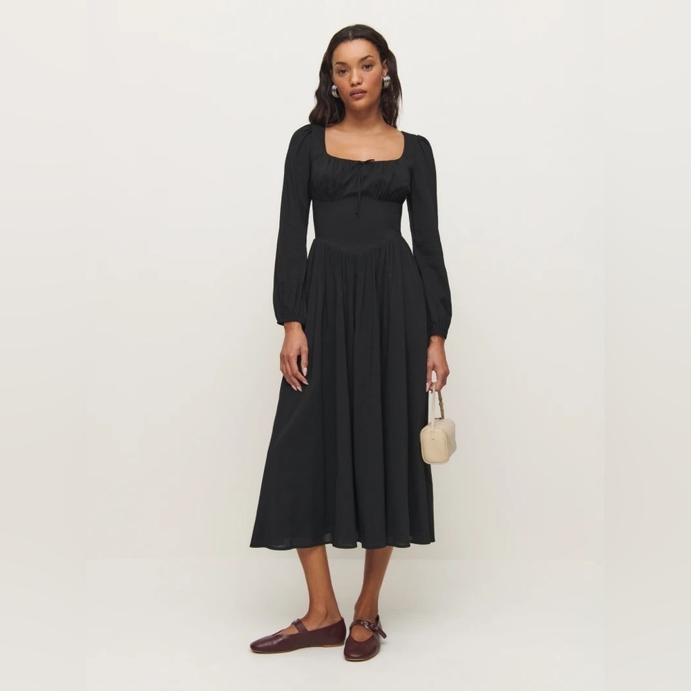 Reformation Oria Long Sleeve Black Dress